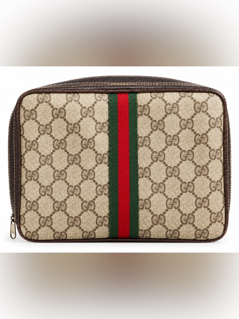 Vintage Gucci Parfums GG Monogram Web Stripe Toiletry Case
